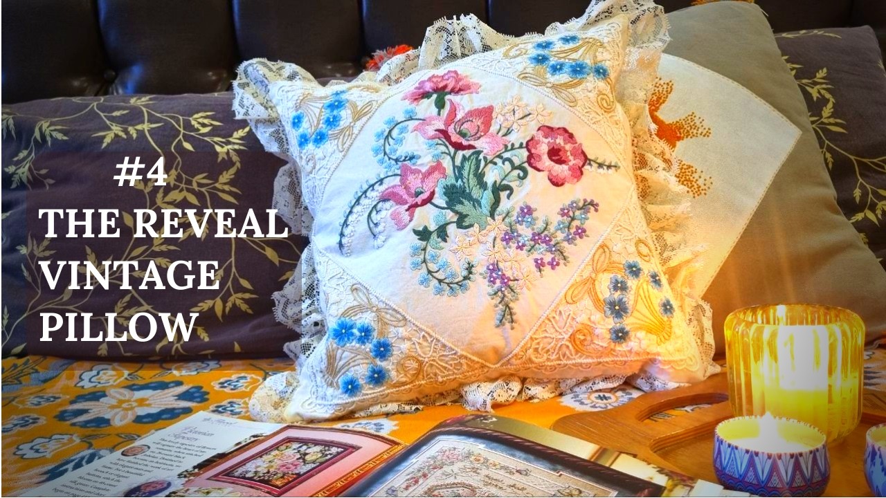 ASMR embroidery: pillow assembly, lace sewing, final reveal (Part 4)