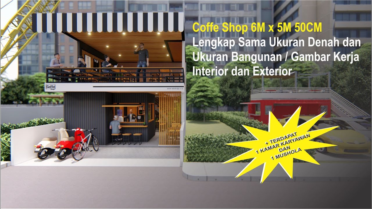 Desain Cafe Minimalis Kekinian 6 Meter X 5Meter 50cm