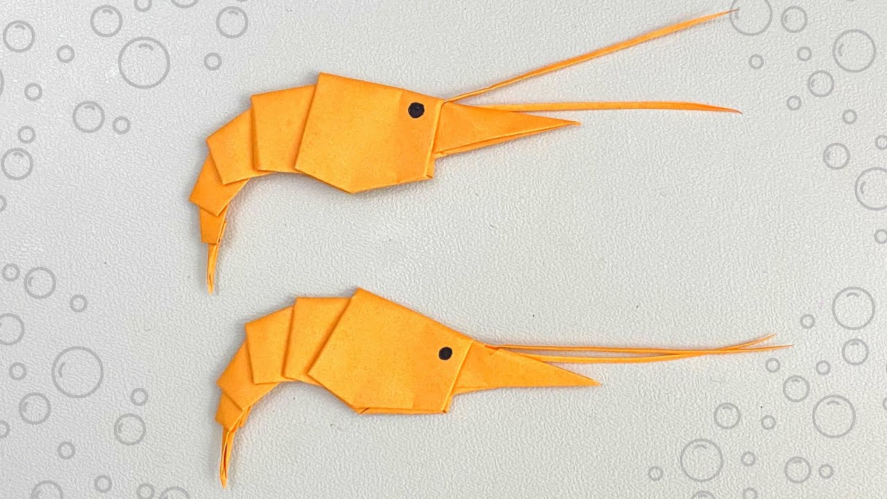 DIY ORIGAMI SHRIMP 🦐  / Paper Crafts For School / Paper Craft / Easy Origami / paper shrimp (prawns)