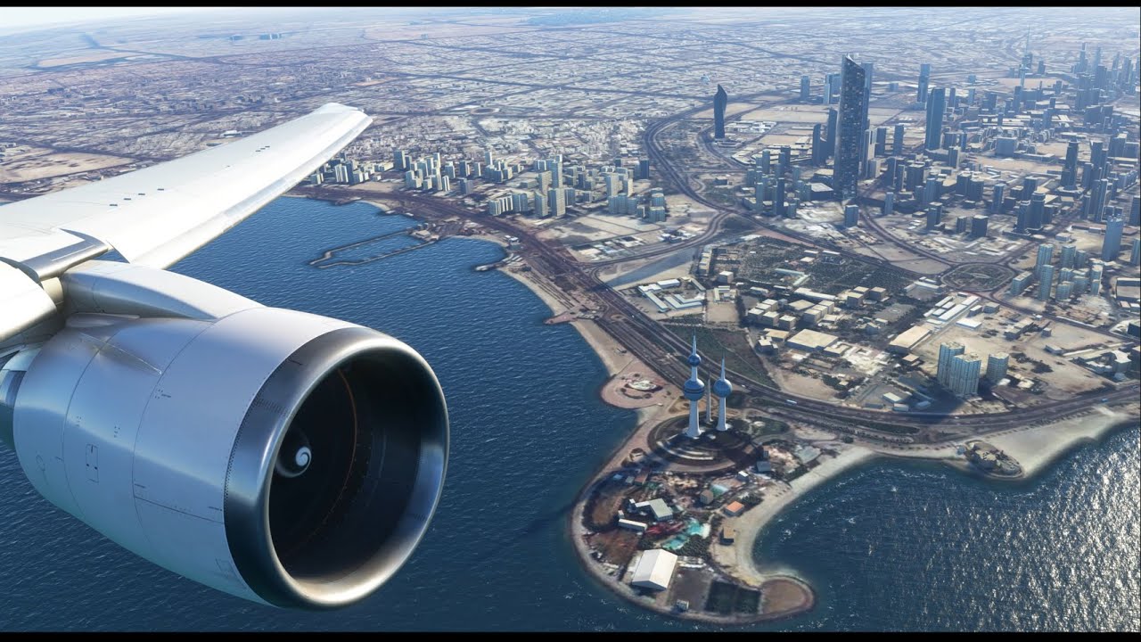 الهبوط في مطار الكويت الدولي  Landing at Kuwait International Airport | FSX2020 767-400
