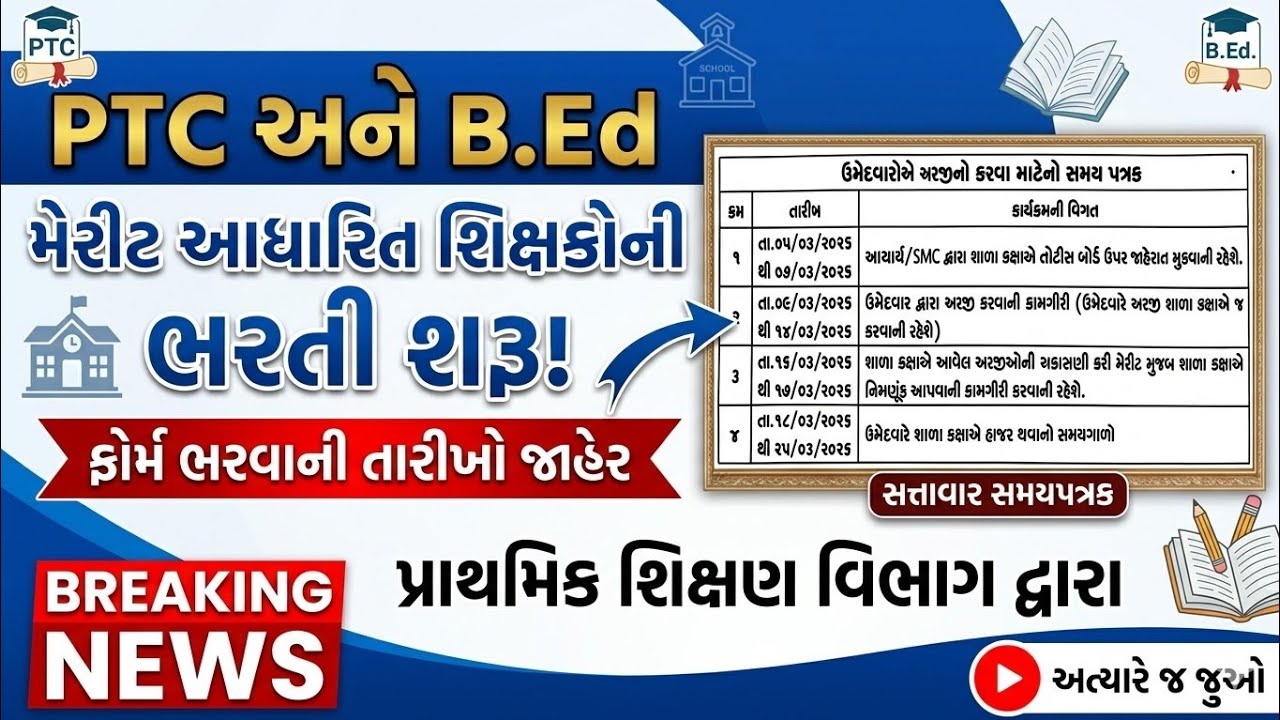 PTC અને B.ed આધારિત શિક્ષકોની ભરતીનાં ફોર્મ ભરવાના ચાલુ છે || Gujarat Teacher Bharti 