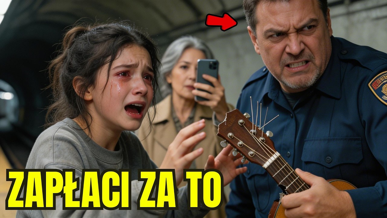 Ochroniarz zniszczył gitarę bezdomnej dziewczynki. Nie wiedział, że ktoś to nagrywa... #karmawraca