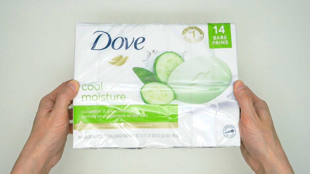 Dove Skin Care Beauty Bar For Softer Skin Cucumber and Green Tea More Moisturizing Bar Soap Unboxing