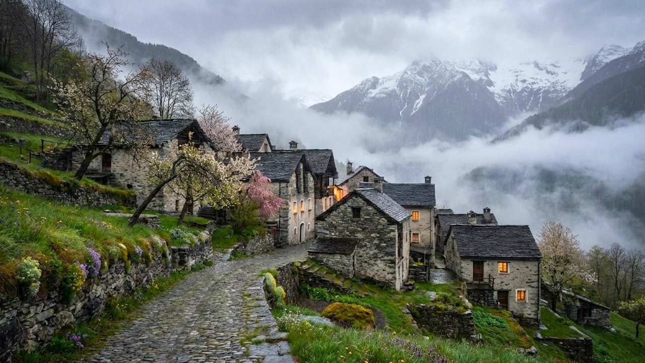 Verzasca Valley, Switzerland 🇨🇭 | A Rainy Spring Walk 4K