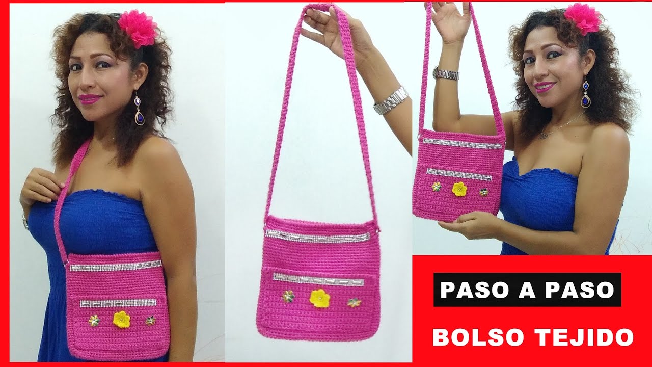 COMO TEJER UN BOLSO CON VARIOS BOLSILLOS TODO TEJIDO A CROCHET PASO A PASO