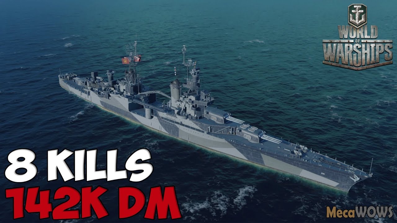 World of WarShips | Indianapolis | 8 KILLS | 142K Damage - Replay Gameplay 4K 60 fps