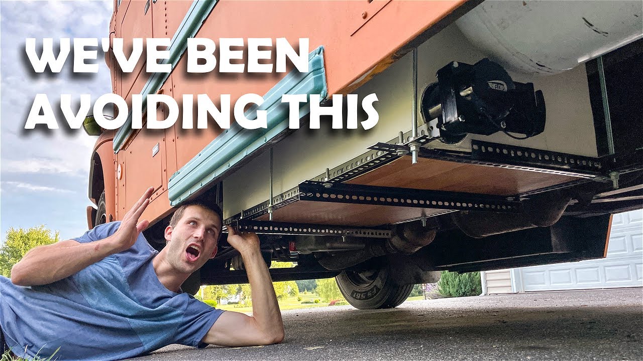 Mounting the Gray Water Tank on Our Skoolie | BUS BUILD EPISODE 45
