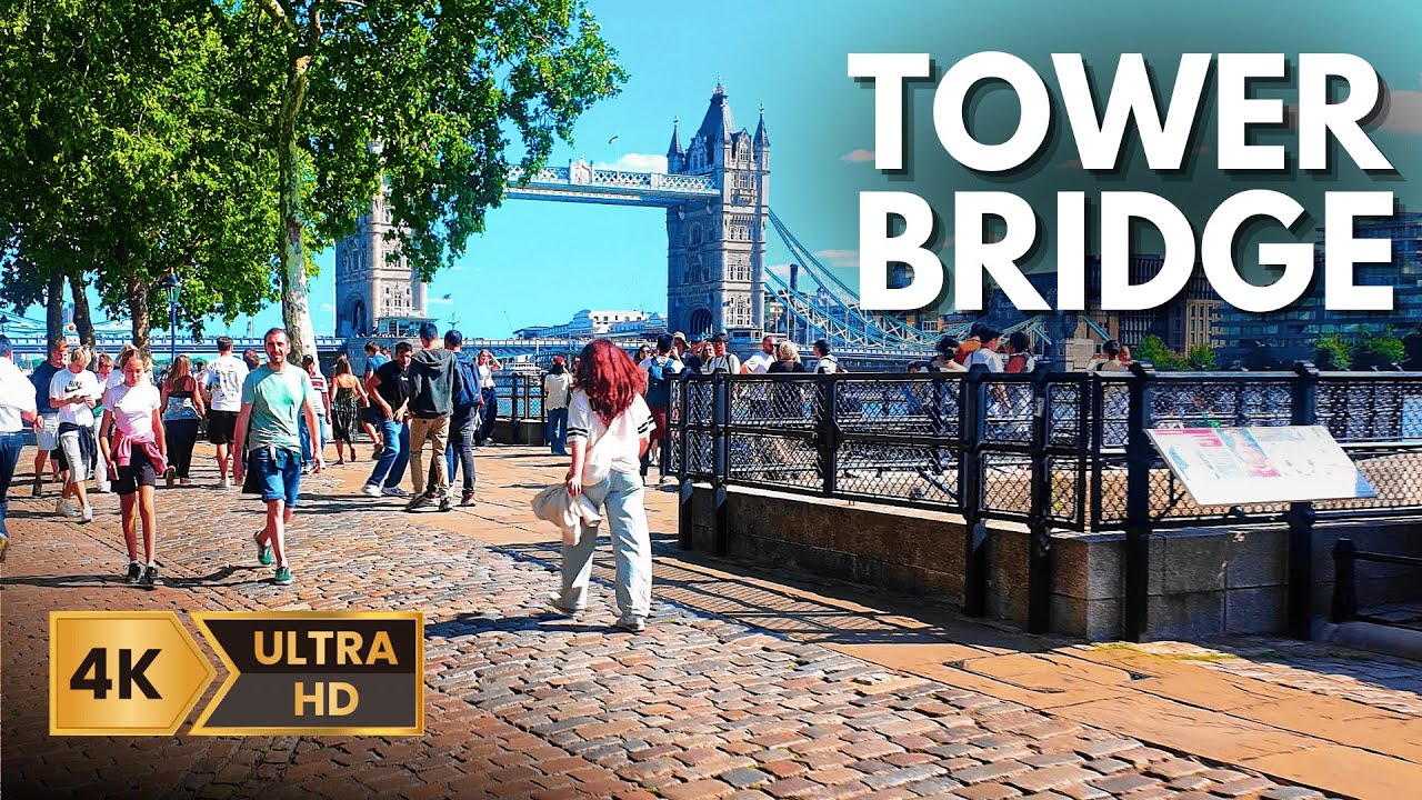 Tower Bridge London Walk 🇬🇧 | Sunny Day Along the River Thames in 4K