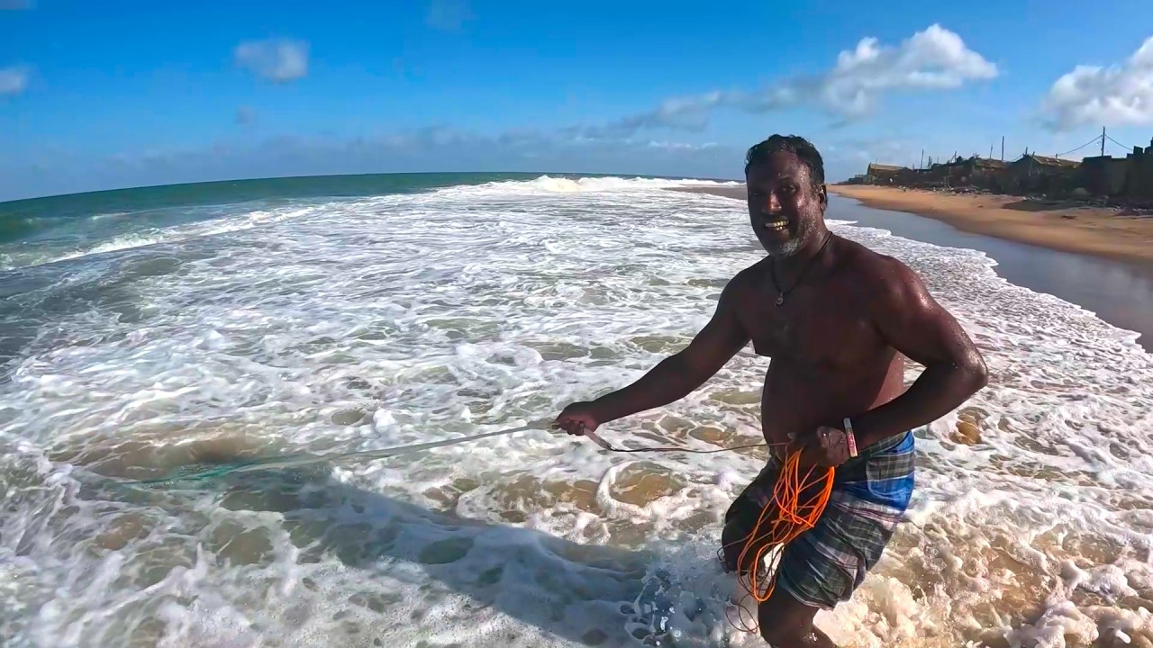 Oh! Hardworking Fisherman Cast Netting In Rough Sea