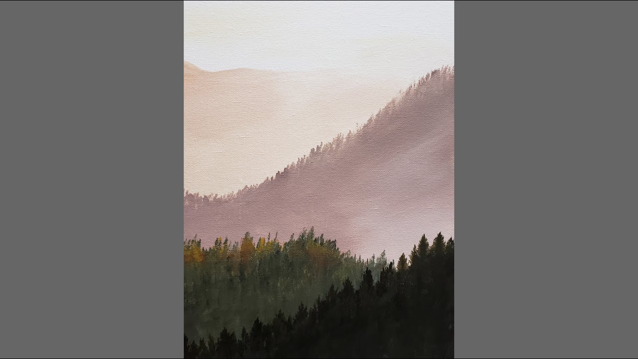 Mountains With Trees Acrylic Painting Tutorial