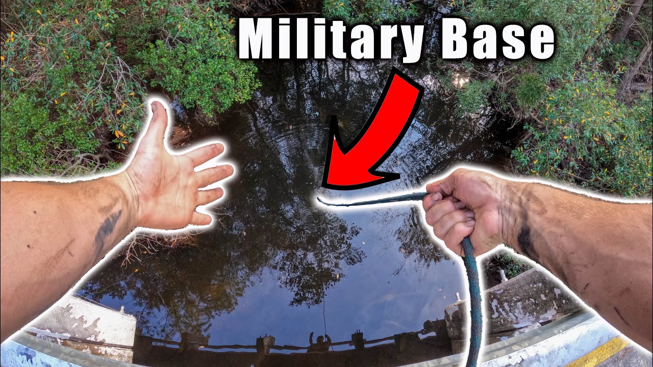 Magnet Fishing Next To A Retired Military Base - Giant Magnet Fishing For Lost Treasure