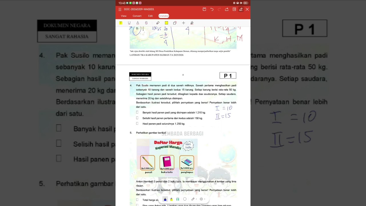 Pembahasan Soal TO TKA Dinas 1 MATEMATIKA No. 1-15
