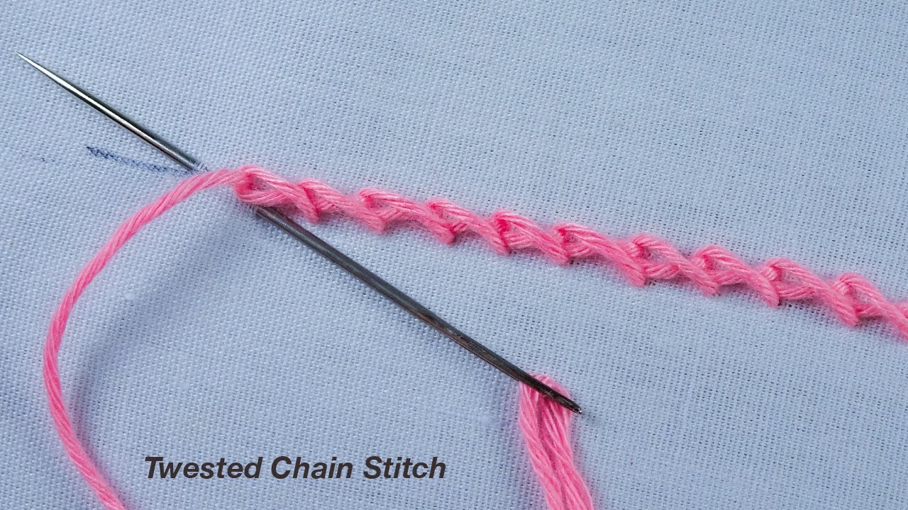 twisted chain stitch, basic hand embroidery tutorials for beginners