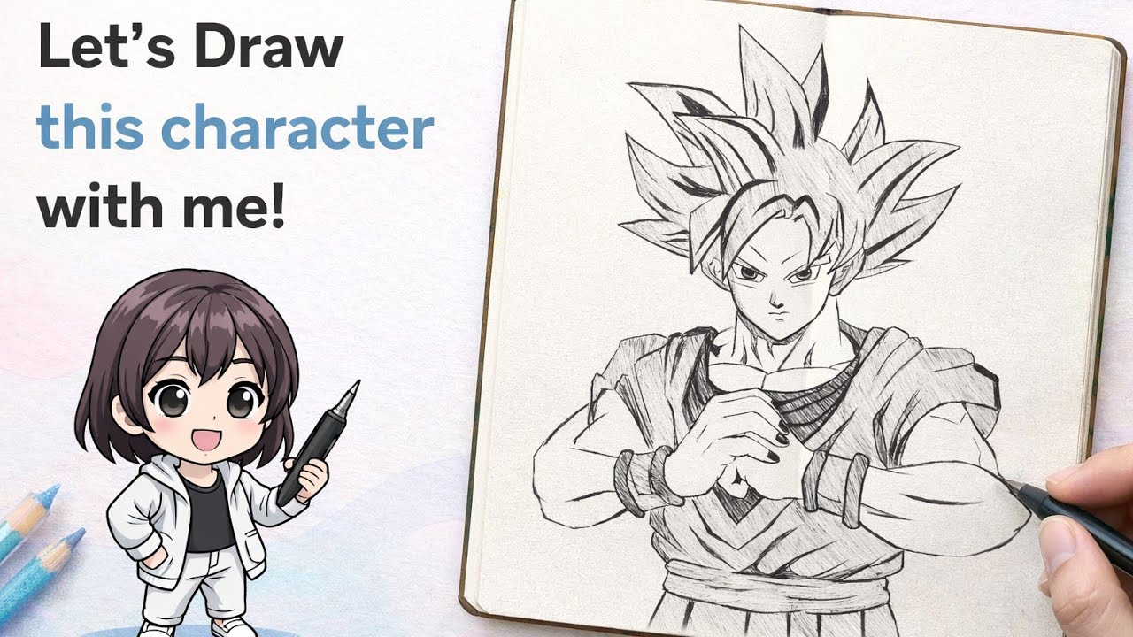 Step by Step Anime Drawing | Goku Inspired Art | Dragon Ball 