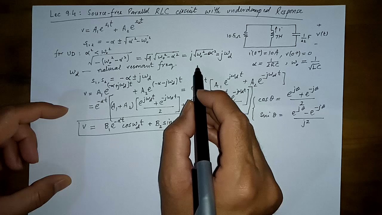 VL 9.4: RLC circuits, source-free parallel RLC, under-damped