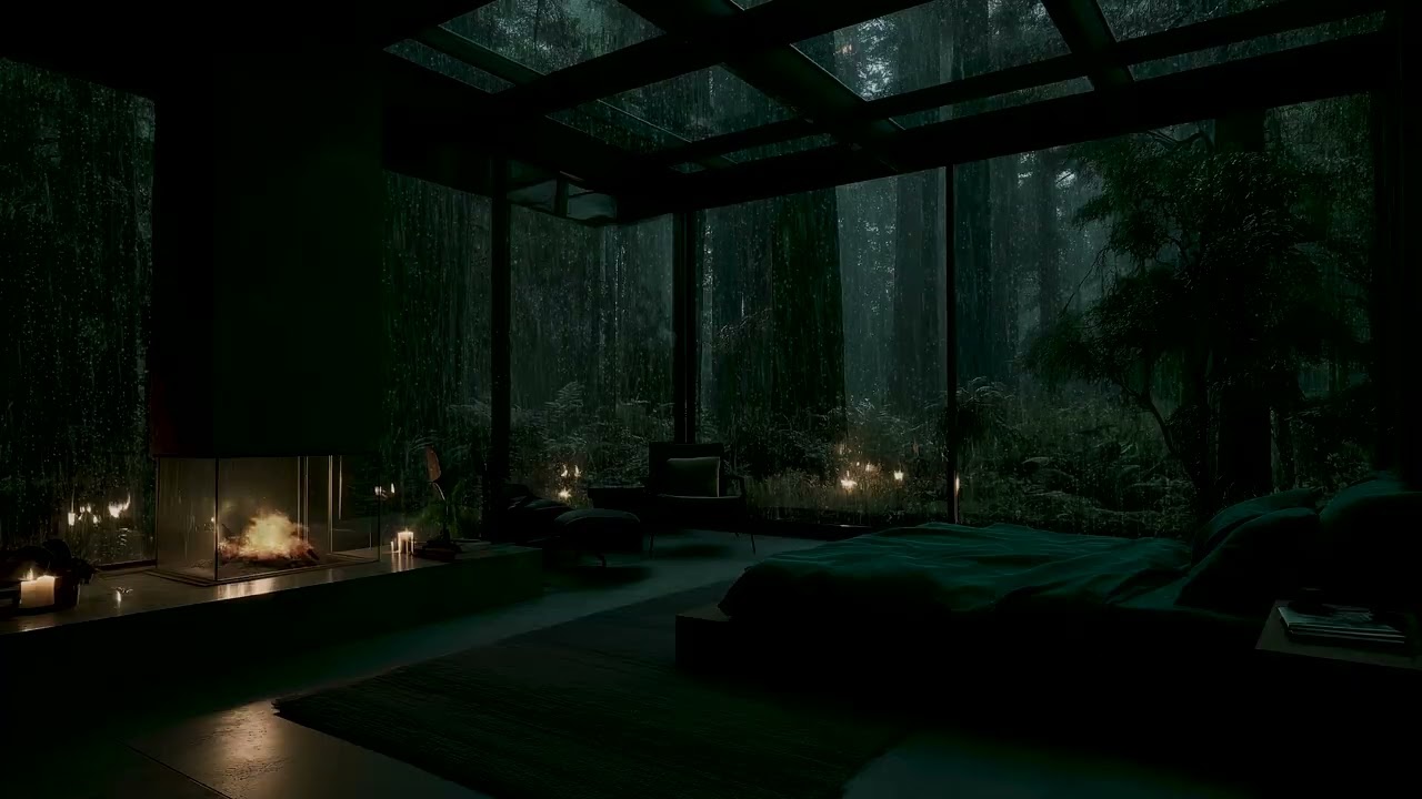 Deep Sleep with Forest Rain Sounds | Cozy Cabin Ambience to Calm Anxiety at Night
