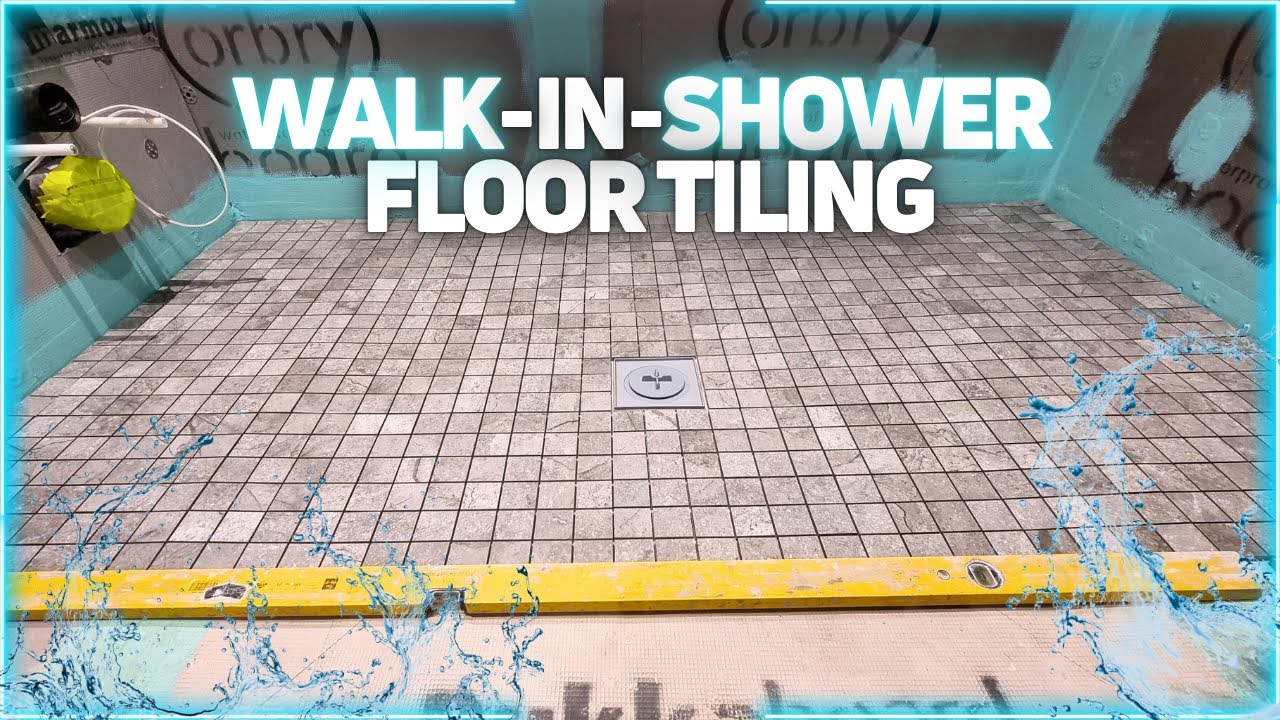 Learn How To Tile a Wet Room Floor With Mosaic Tiles!