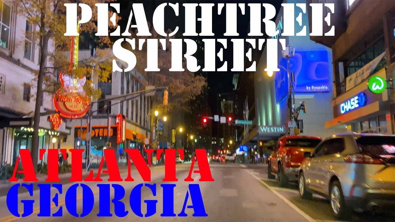 Peachtree Street - Atlanta's LONGEST Street - Norcross to Downtown Atlanta - 4K Street Night Drive