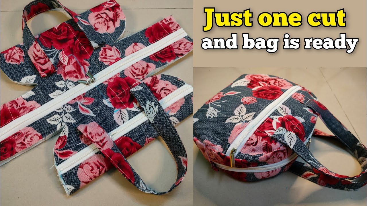सिंगल एक कट लगाओ और बैग तैयार | Hand bag making at home with cloth | DIY Ladies purse / bag / pouch