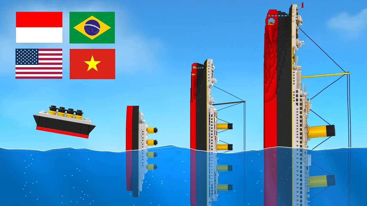$1 to $1000 LEGO Titanic World Tour - Floating Sandbox