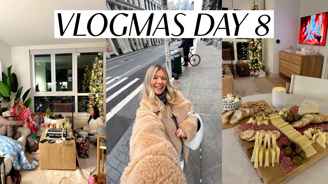 VLOGMAS IN NEW YORK DAY 8: party prep, youtuber secret santa, xmas shopping for boyfriend