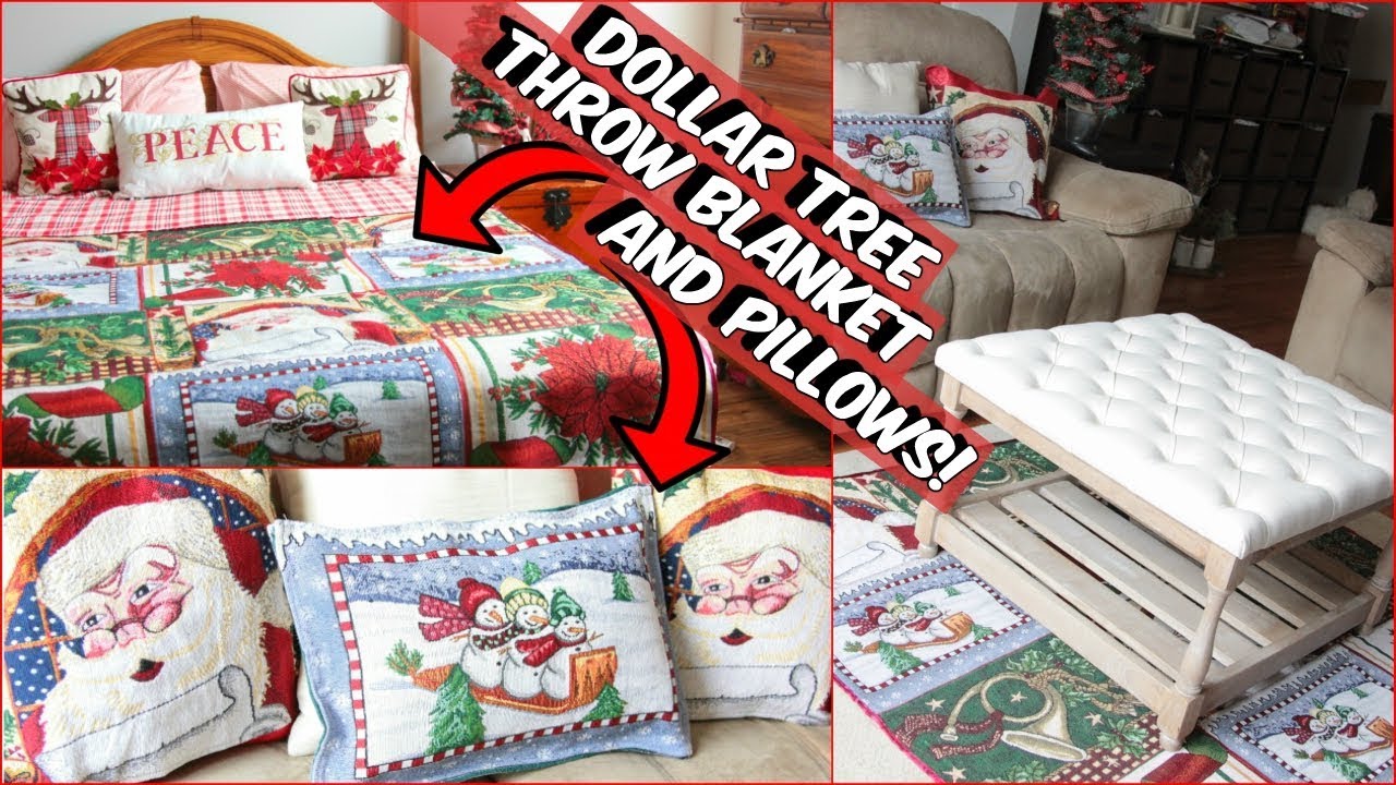 DOLLAR TREE CHRISTMAS BLANKET AND PILLOW DIY
