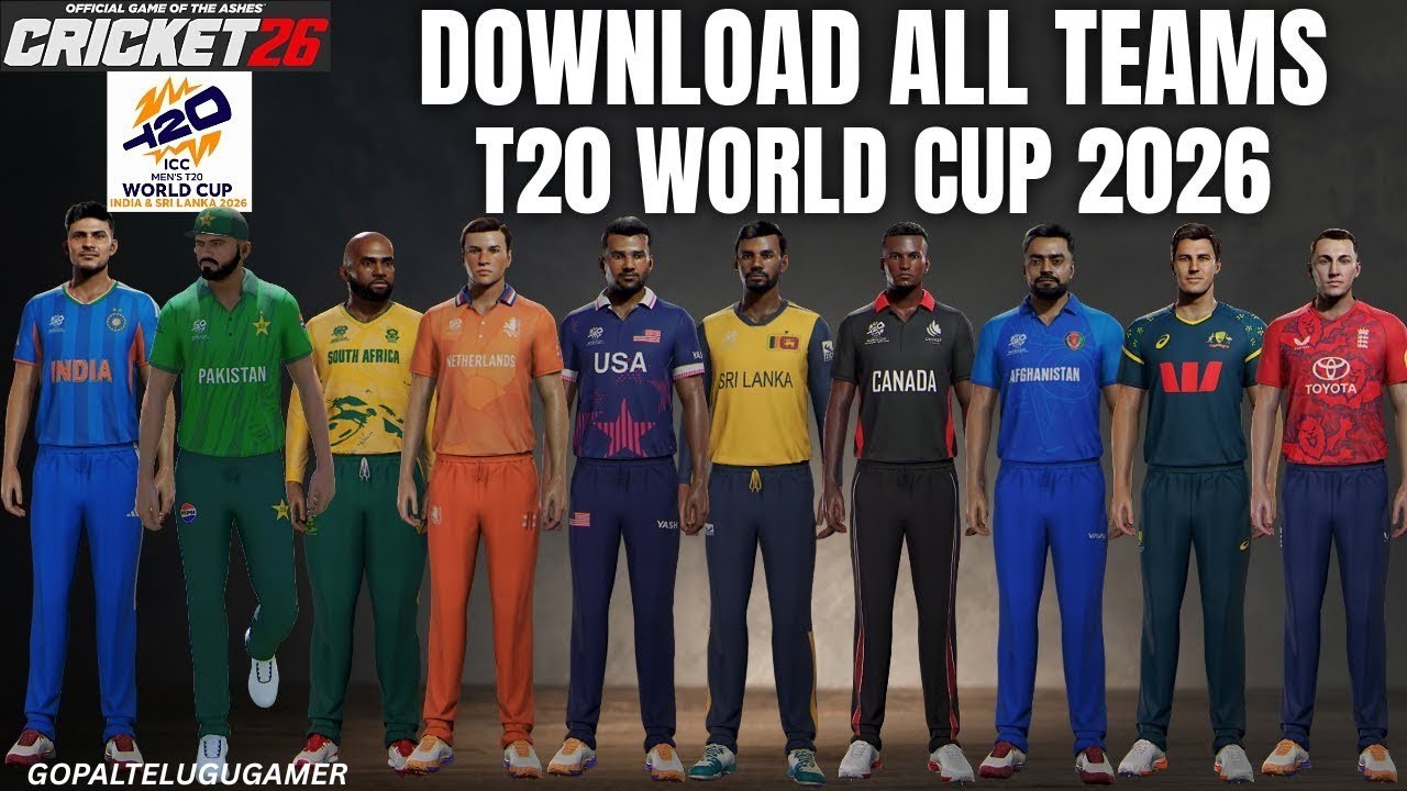 How to Download T20 World Cup All Teams Jerseys & Squads in Cricket 26 part - 1