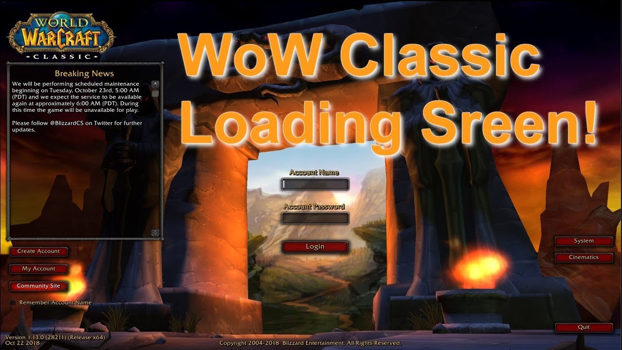 Classic WoW Loading Screen (Patch 1.13) - Legends of Azeroth