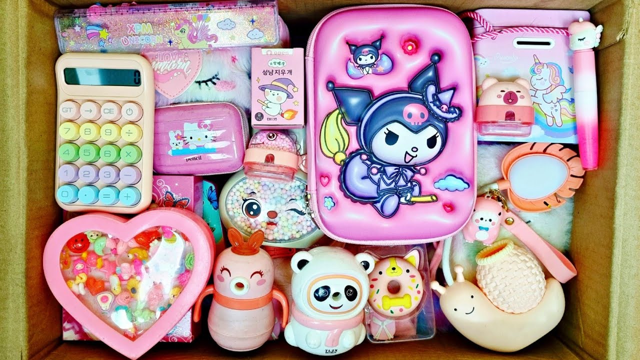 Classic Pink Stationery kuromi Pencil Box, Colouring kit, Sharpener, Ring set, Dairy, Piggy Bank etc