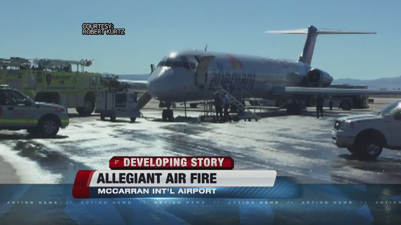Allegiant plane engine catches fire at McCarran Airport
