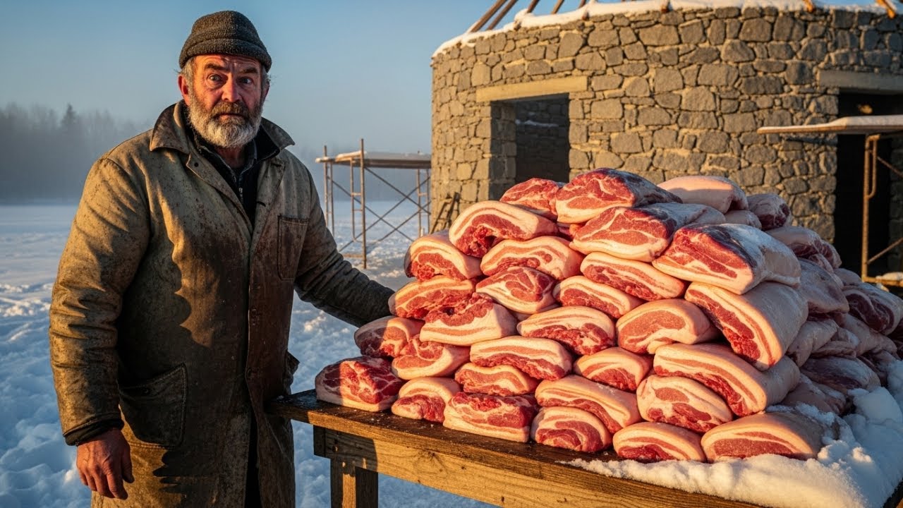 Building a massive stone smokehouse to cure 200kg of bacon for winter