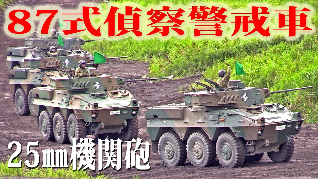 【陸上自衛隊】87式偵察警戒車（87RCV）25mm機関砲による不意急襲射撃｜Japan's Type 87 Reconnaissance and Patrol Vehicle Live Fire