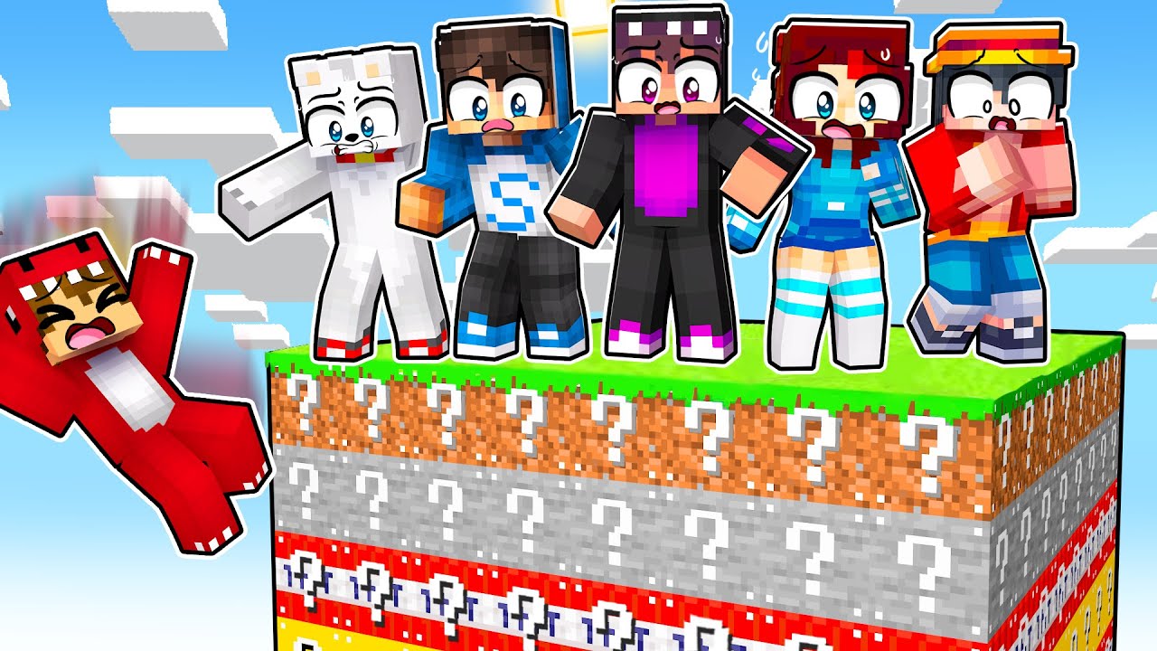 ¡ATRAPADOS en un CHUNK de LUCKY BLOCKS! 😱🌈🎁 6 YOUTUBERS en MINECRAFT LUCKY BLOCKS
