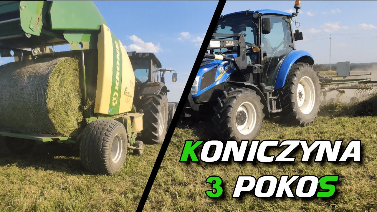 Koniczyna - VALTRA N101 i KRONE FORTIMA 1250MC oraz NEW HOLLAND T4.65 i KRONE SWADRO 38 | 3 pokos