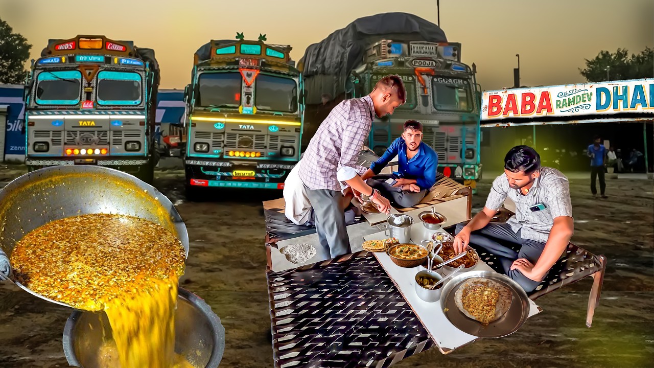 BABA RAMDEV DHABA  Rs 120/- UNLIMITED High-Speed indian food thali BEST STREET FOOD