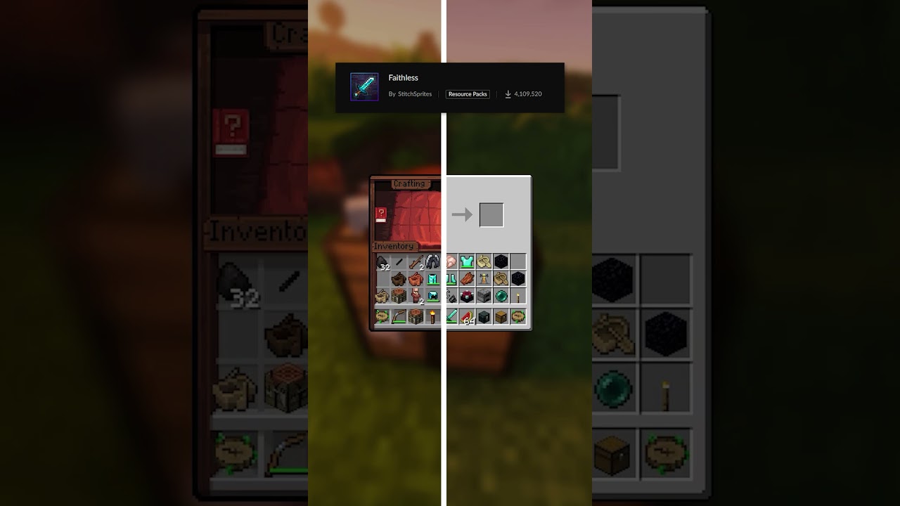 Minecraft Faithless GUI Texture Pack #shorts
