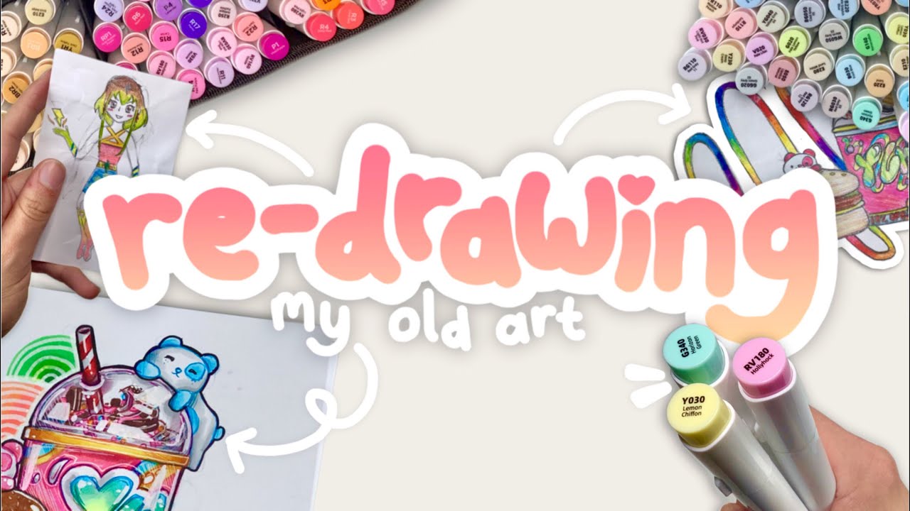RE-CREATING OLD DRAWINGS // Reacting To & Re-Drawing Old Art // FOOD PANDAS?!