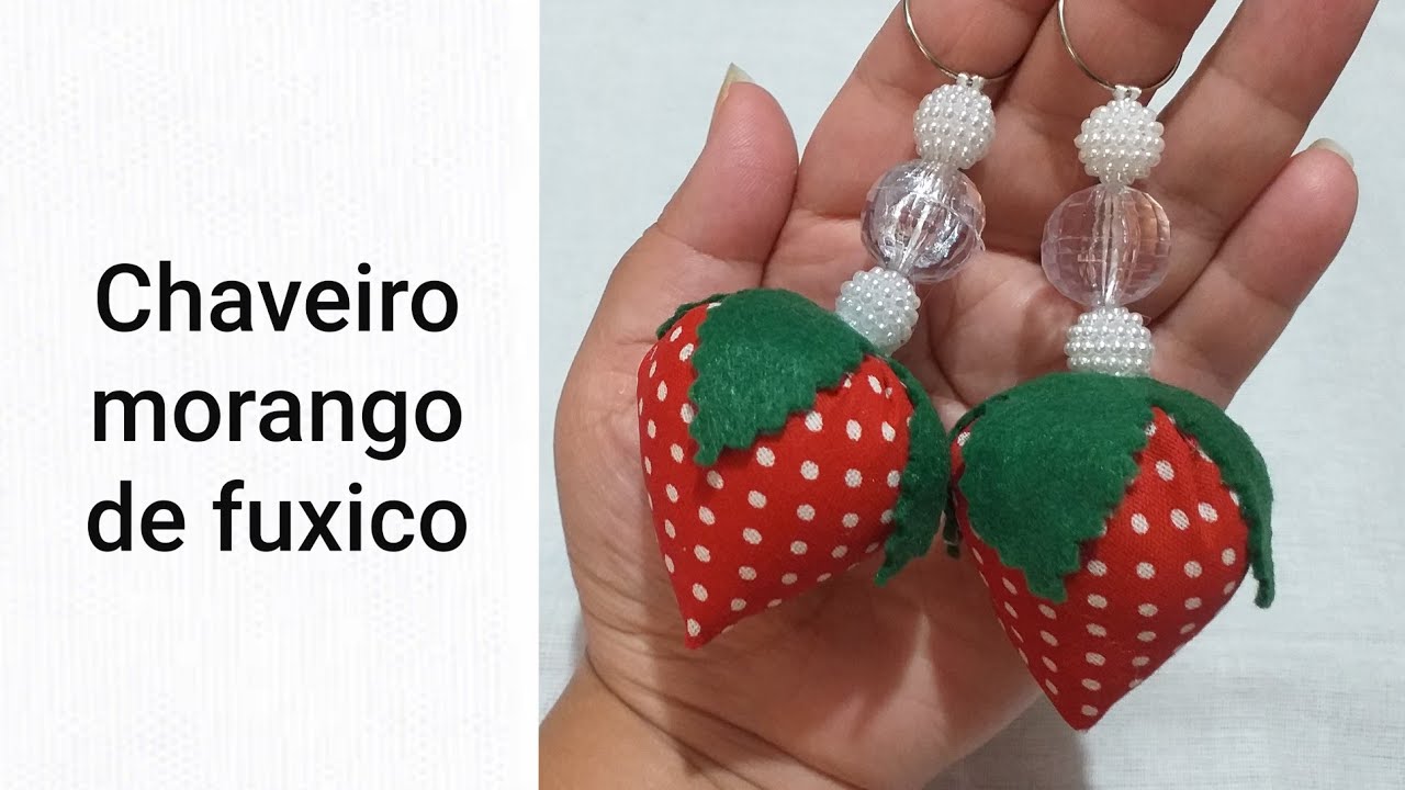 Chaveiro morango de fuxico ( fácil e rápido)