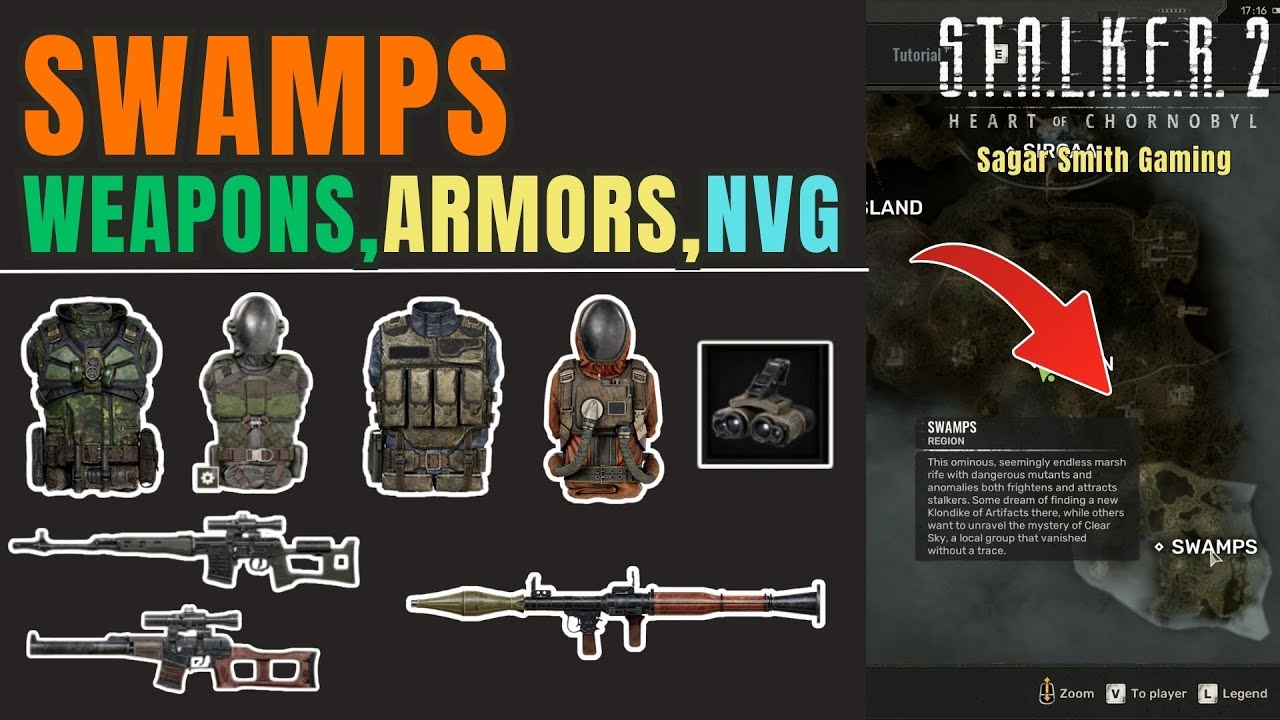 STALKER 2 SWAMPS All Weapons, Armors (incl. Deluxe Edition) & NVG Loot Locations #stalker2