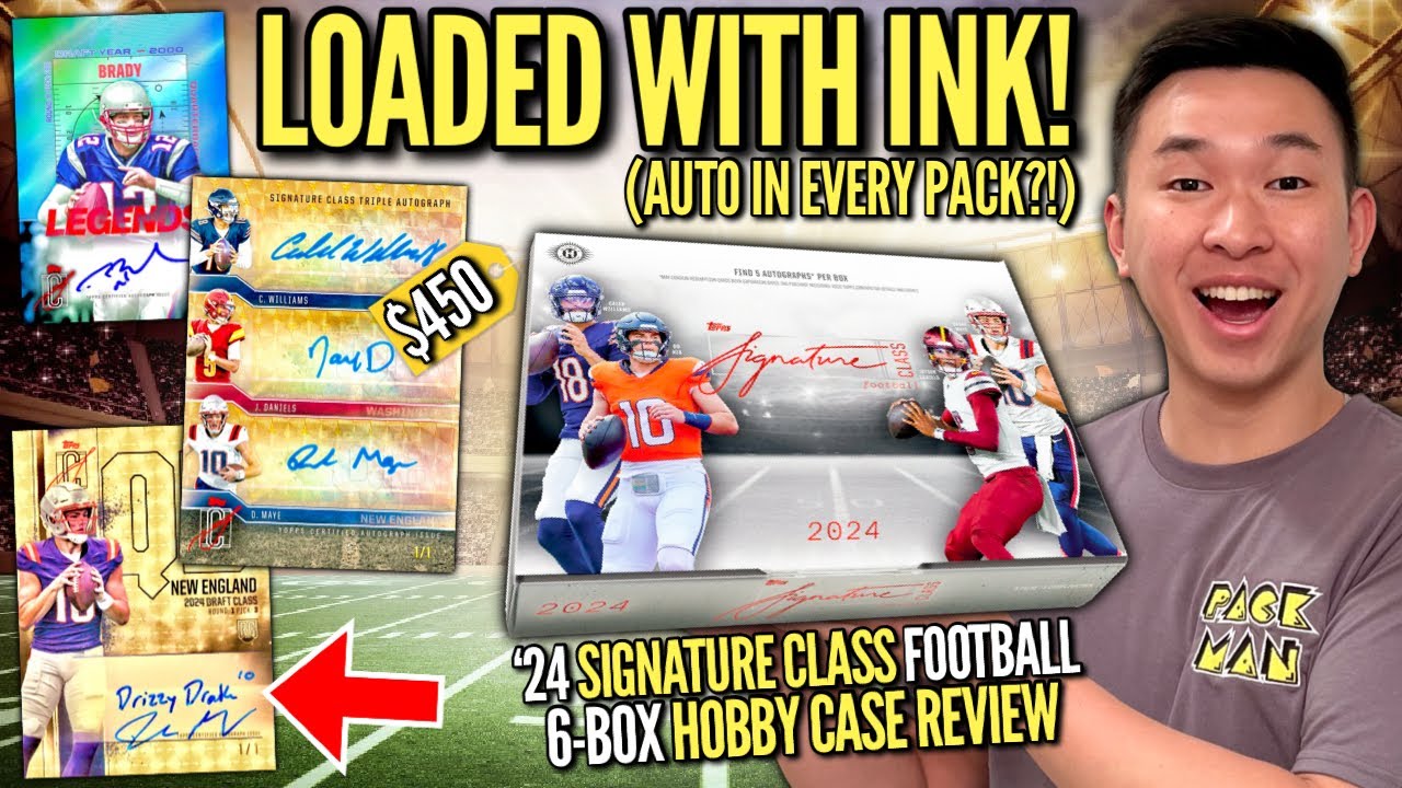 NEW SET LOADED WITH AUTOGRAPHS?! 😳🔥 2024 Topps Signature Class NFL Football 6 Box Hobby Case Review