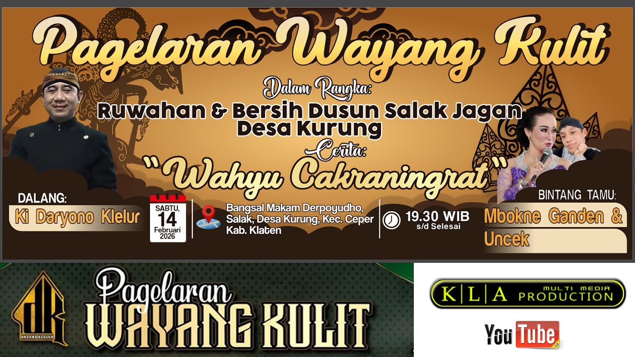 Pagelaran Wayang Kulit Ki Daryono Klelur.Lakon:Wahyu Cakraningrat.Ruwahan & Bersih Dusun Salak.Jagan