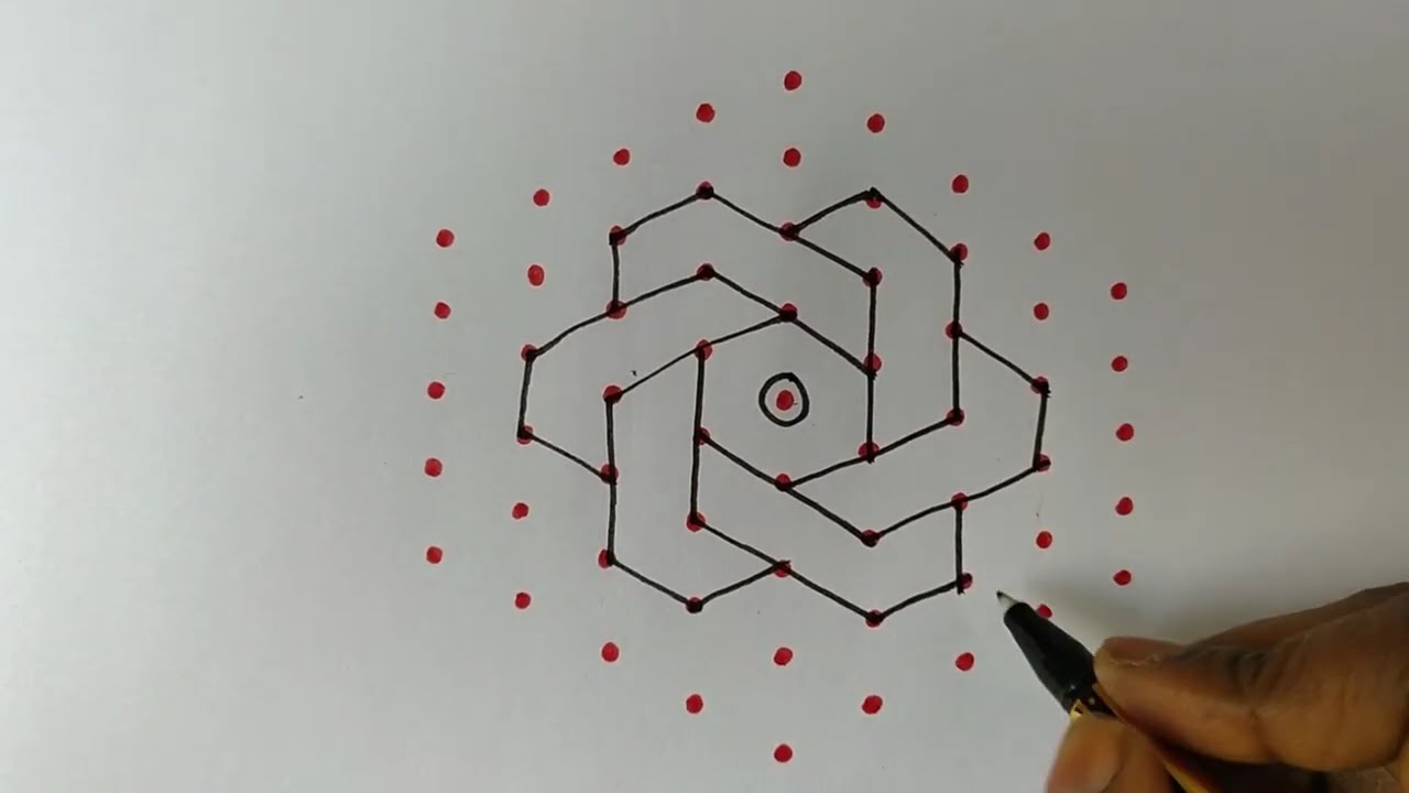 Simple and easy festival rangoli designs | 9*5 dots festival muggulu | easy kolam @rangolii_world