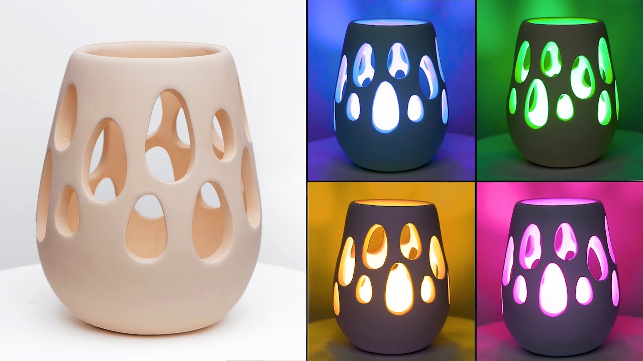 Corner Lighting lamp making || Lighting lamp corner Flower vase || Cement flower vase making