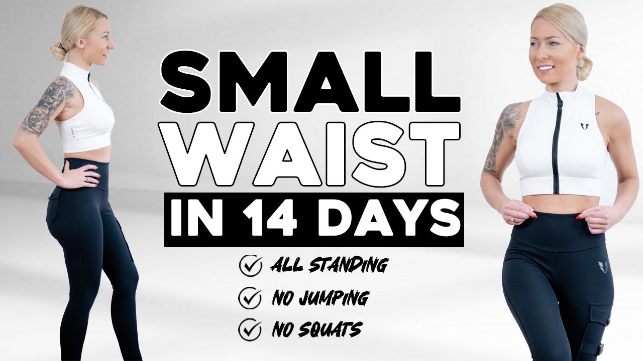 Smaller Waist Lose Belly Fat in 14 Days 30MIN Standing Workout No Squat,  No Jumping, Knee Friendly