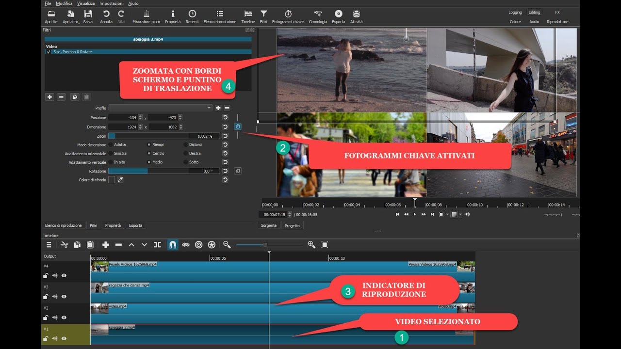 Come creare una griglia di video con lo zoom con Shotcut e DaVinci Resolve