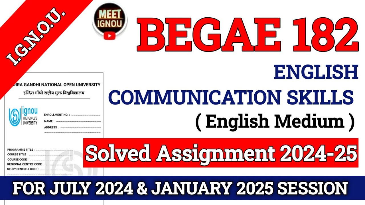BEGAE 182 Solved Assignment 2024-25 // English Communication Skills // #begae182_ignou #begae182