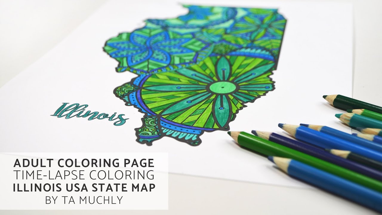 Coloring ASMR | Illinois USA State Map | Time-Lapse Coloring