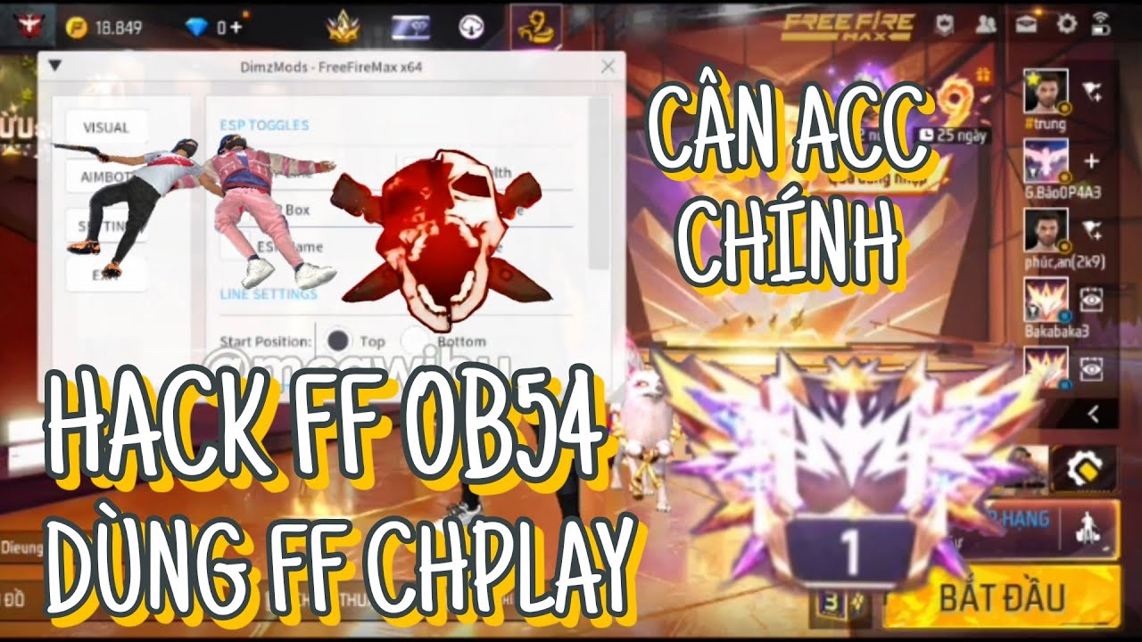 C&aacute;ch Hack Free Fire Ob54 | Menu DimzMods Root V&agrave; No Root Miễn Ph&iacute; Auto Headshot, Esp Antiband 100% 
