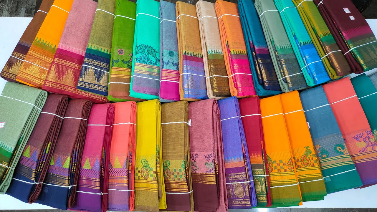 Diwali New Arrival 120 Counts HQ Kanchi Cotton Sarees | Threadwork Temple Border Design | KLMN f&b |