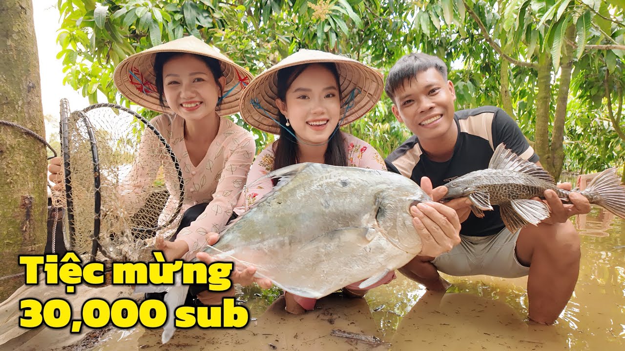 Ăn mừng 30,000 sub trên chòi lá ngập nặng, nước lũ bủa vây, săn bắt trên cánh đồng mùa nước miền Tây
